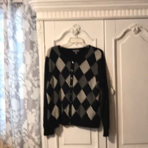Cashmere cardigan black and grey XL